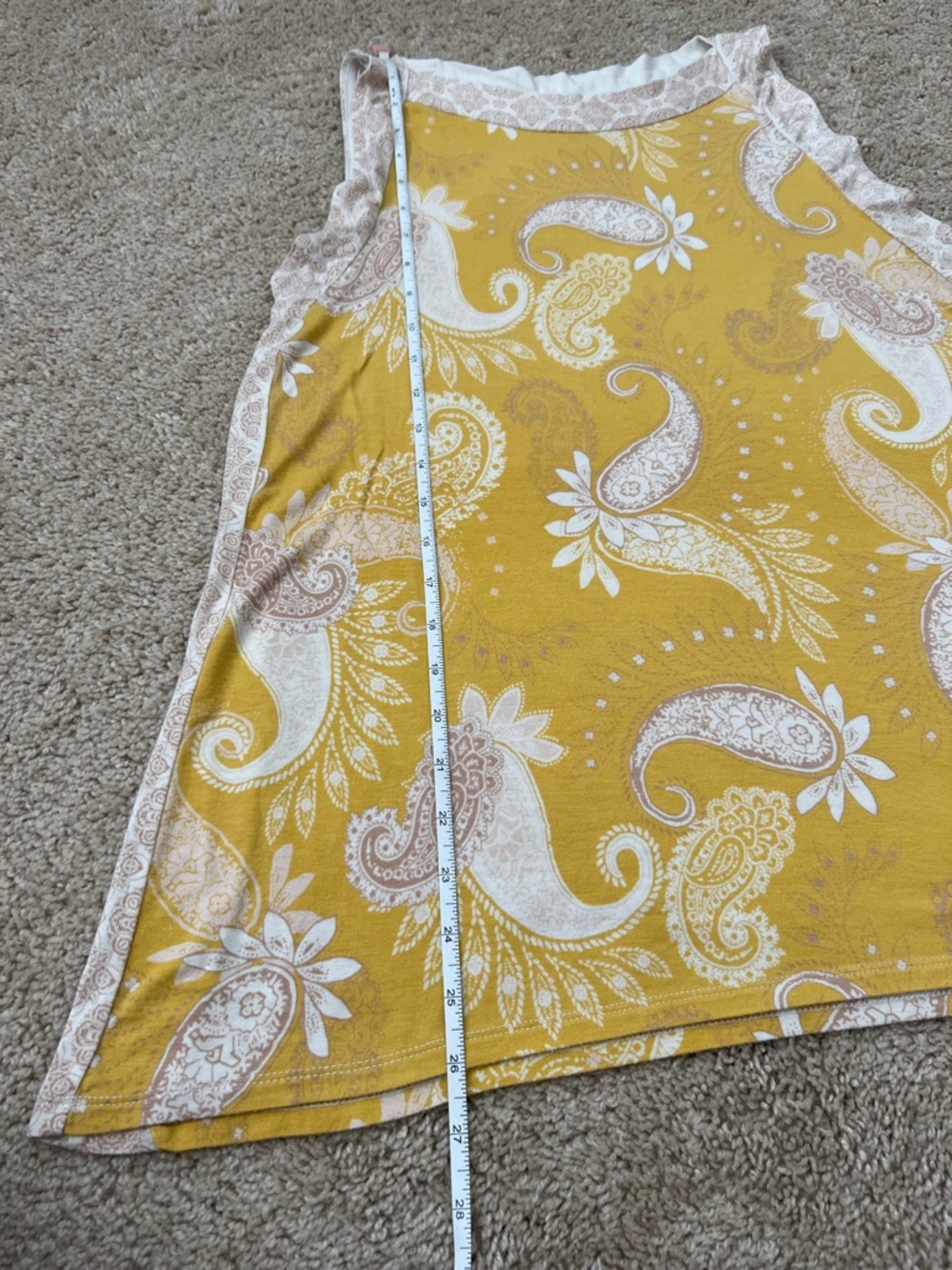 Rose & Olive Boho Paisley Tank Top Mustard Yellow Size L - Picture 5 of 6